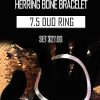 8" Sterling Sliver Herring Bone Bracelet 7.5 Duo Ring