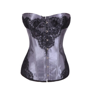 ChaoRong Brand Paypal Acceptable Embroidered Black Lace Red Gray Green Sexy Satin Waist Shapers Corset With Garters