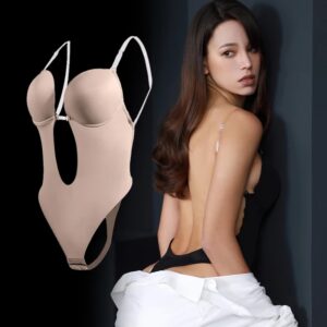 Bodysuit Shapewear Deep V-Neck Whole Body Shapers Backless Underwear Sexy Thong Women Wedding Slimming Leotard Push Up Corset