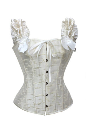 ChaoRong Brand Sexy Women’s Lingerie Bustier White Embrodieried Steel Boned Corset Tops With Straps For Wedding