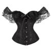 New Women Short Sleeve Corset Solid Color Tie-Up Boat Neck Close-Fitting Crop Tops XXS (Pack Of 3)