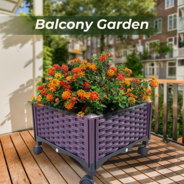 Plastic Rolling Raised Garden Bed, Planter Boxes with Wheels Mobile Planters for Outdoor Indoor Plants Elevated Garden Boxes Plant pots for Flowers, Vegetables, Fruits, Herbsegetables, Fruits, Herbs - Image 7