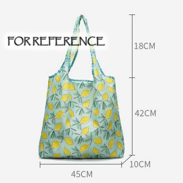 Lemon - 3 Pieces Reusable Grocery Bags Foldable Boutique Shopping Bags Portable Tote Bags Carry Bags - Image 2