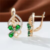 Golden Butterfly Hollow Teardrop Aqua Stone Drop Earrings - Anniversary Gift - Image 2
