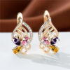 Golden Butterfly Hollow Teardrop Aqua Stone Drop Earrings - Anniversary Gift