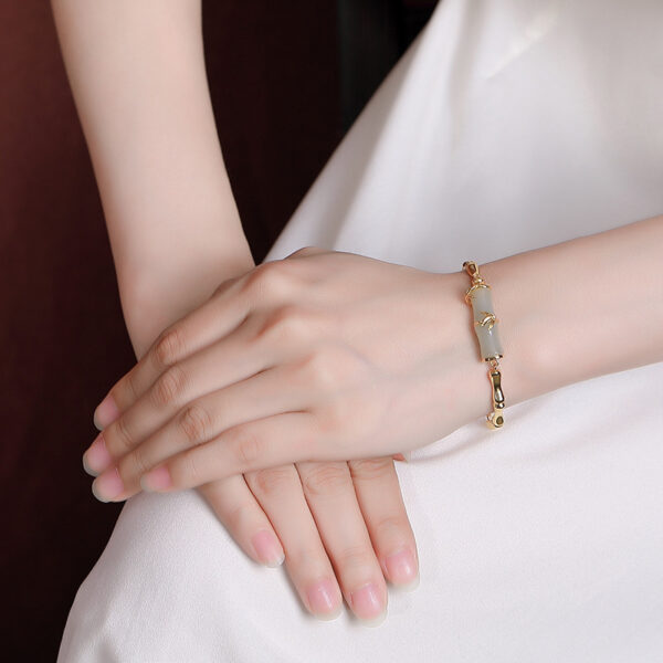 Women's Gold-plated Hetian Jade Bamboo Festival Bracelet - Image 2