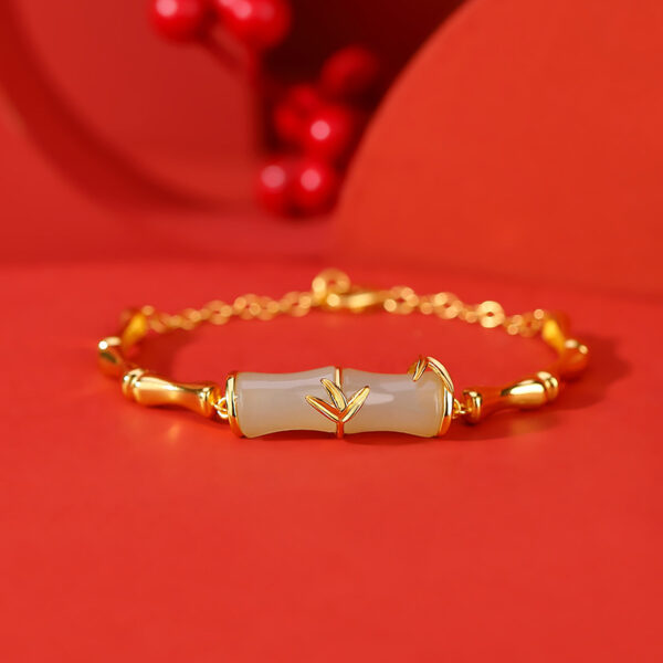 Women's Gold-plated Hetian Jade Bamboo Festival Bracelet - Image 3