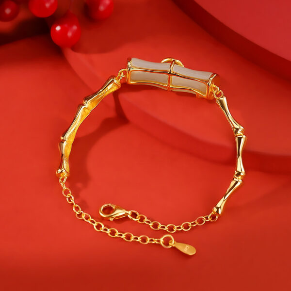 Women's Gold-plated Hetian Jade Bamboo Festival Bracelet - Image 4