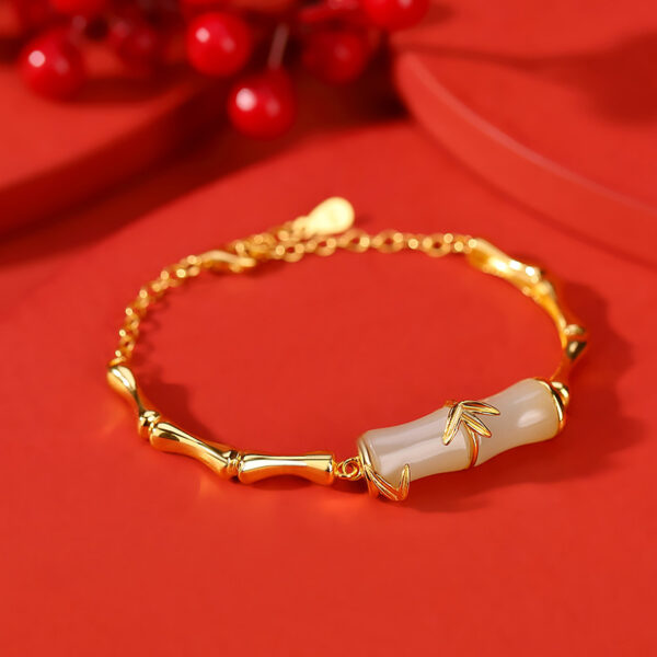 Women's Gold-plated Hetian Jade Bamboo Festival Bracelet - Image 5