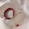 Red Irregular Stone Stars Womens Layer Chain Bracelet Charm Bracelet Link Bracelet - Image 2