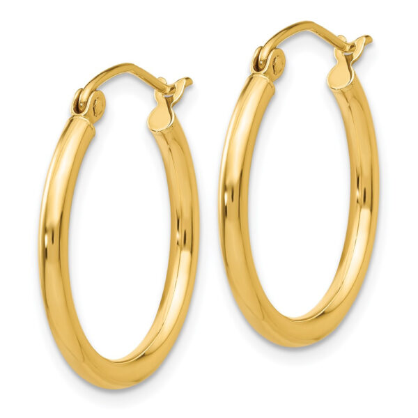 14k Polished 2x20mm Lightweight Tube Hoop Earrings - Image 2