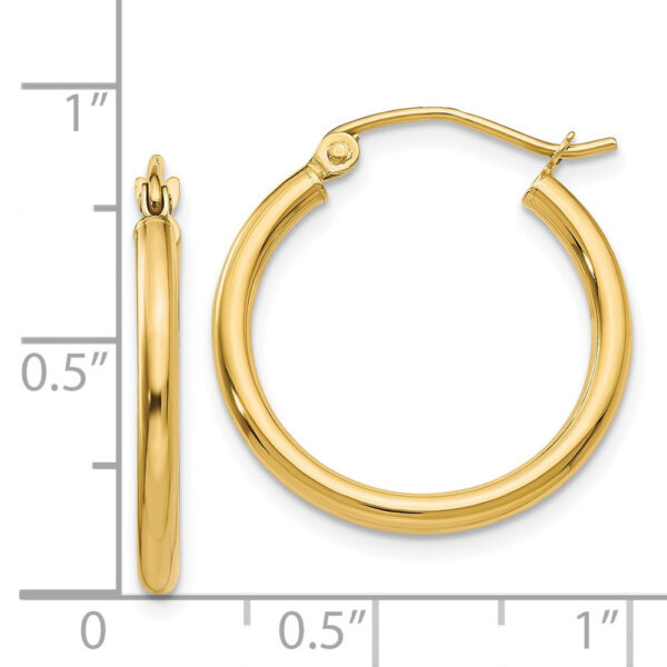 14k Polished 2x20mm Lightweight Tube Hoop Earrings - Image 4