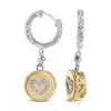 18K Gold Plated Sterling Silver Diamond Heart Drop Earrings - 1/8 Cttw